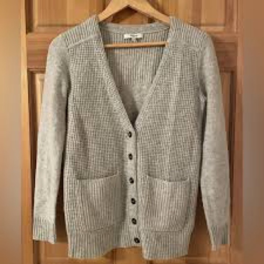 Madewell Gray Women's Cardigan Sweater mid-button